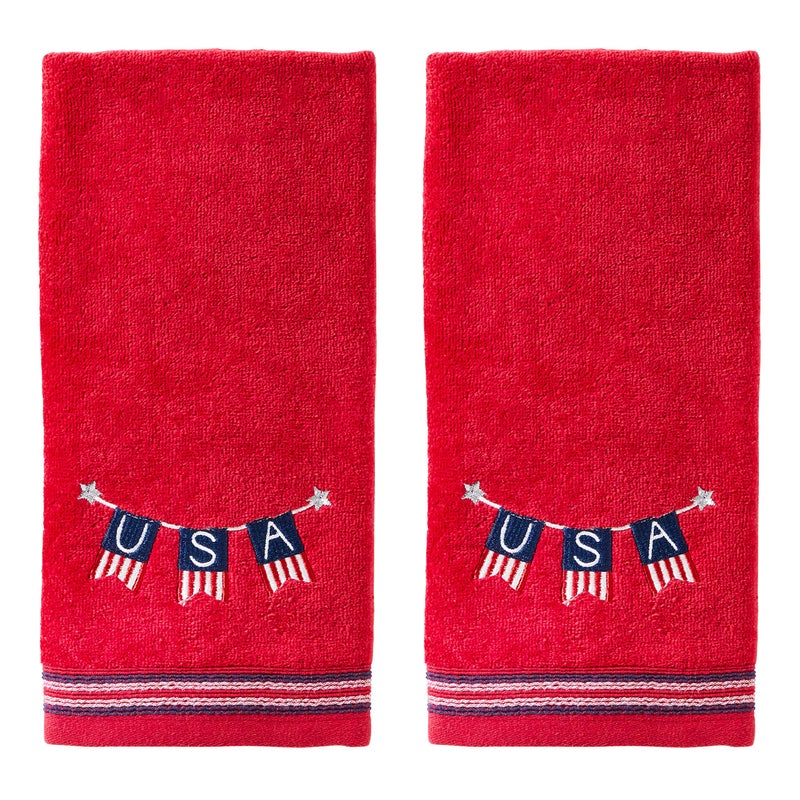 SKL Home by Saturday Knight Ltd. Usa Banner hand towel, (2-Pack), Red - Image 1
